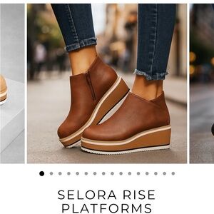 NEW Houston Ridge Selora Rise Brown Platform Ankle Boots
